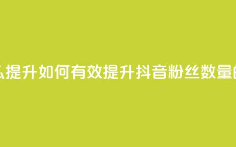 抖音有效粉丝怎么提升 - 如何有效提升抖音粉丝数量的方法分享! 第1张 抖音有效粉丝怎么提升 - 如何有效提升抖音粉丝数量的方法分享! 第1张