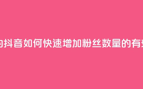 抖音粉丝怎么加上的 - 抖音如何快速增加粉丝数量的有效策略与技巧! 第1张 抖音粉丝怎么加上的 - 抖音如何快速增加粉丝数量的有效策略与技巧! 第1张