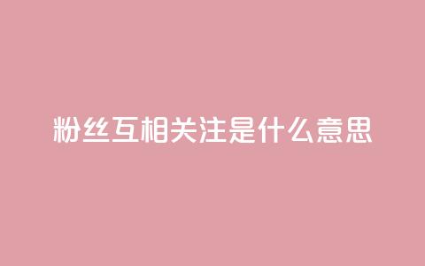 粉丝互相关注是什么意思 - 什么是粉丝互相关注?理解与实践~ 第1张 粉丝互相关注是什么意思 - 什么是粉丝互相关注?理解与实践~ 第1张
