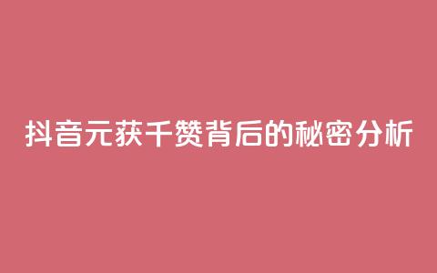 抖音1元获千赞背后的秘密分析 第1张 抖音1元获千赞背后的秘密分析 第1张