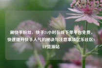 刷快手粉丝，快手24小时在线下单平台免费，快速提升快手人气的秘诀与注意事项亿乐社区SUP货源站