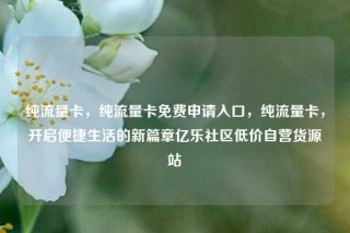 纯流量卡，纯流量卡免费申请入口，纯流量卡，开启便捷生活的新篇章亿乐社区低价自营货源站