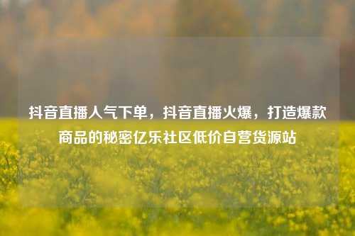 抖音直播人气下单，抖音直播火爆，打造爆款商品的秘密亿乐社区低价自营货源站  第1张