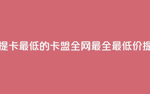 全网辅助最全提卡最低的卡盟(全网最全最低价提卡服务)  第1张