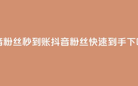 抖音粉丝秒到账(抖音粉丝快速到手)  第1张