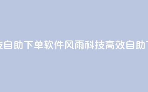 风雨科技自助下单软件(风雨科技高效自助下单软编)  第1张