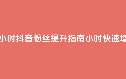 抖音粉丝业务24小时 - 抖音粉丝提升指南：24小时快速增长策略!  第1张