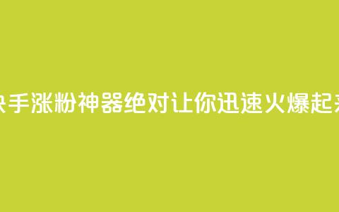 快手涨粉神器:绝对让你迅速火爆起来 第1张 快手涨粉神器:绝对让你迅速火爆起来 第1张