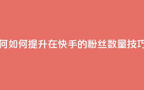 快手粉丝如何 - 如何提升在快手的粉丝数量技巧解析！  第1张