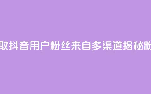 抖音粉丝从哪里来获取 - 抖音用户粉丝来自多渠道？揭秘粉丝来源的秘密！~  第1张