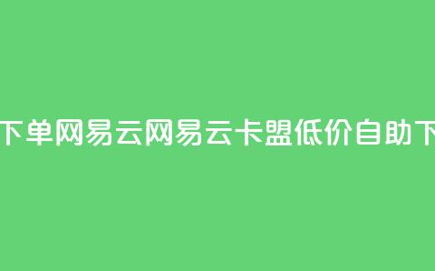 卡盟低价自助下单网易云 - 网易云卡盟低价自助下单服务! 第1张 卡盟低价自助下单网易云 - 网易云卡盟低价自助下单服务! 第1张