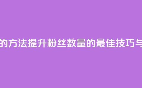 涨粉丝最快的方法 - 提升粉丝数量的最佳技巧与策略。  第1张