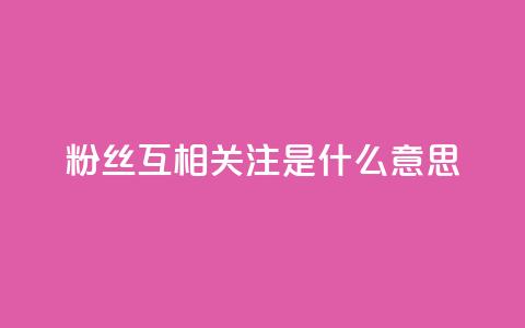 粉丝互相关注是什么意思 - 什么是粉丝互相关注?理解与实践~ 第1张 粉丝互相关注是什么意思 - 什么是粉丝互相关注?理解与实践~ 第1张