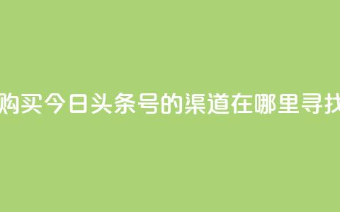 购买今日头条号的渠道在哪里寻找  第1张