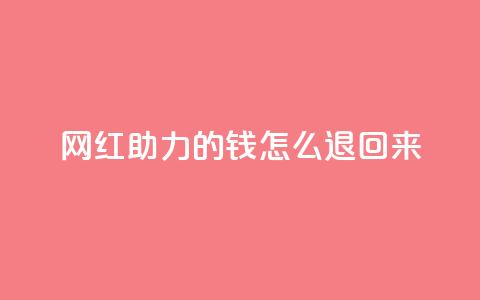 网红助力的钱怎么退回来 - 网红助力的资金如何顺利退款~  第1张