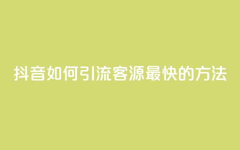 抖音如何引流客源最快的方法 - 抖音高效引流客源的最佳策略揭秘~  第1张