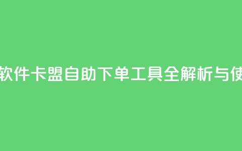 卡盟自助下单软件 - 卡盟自助下单工具全解析与使用指南。  第1张