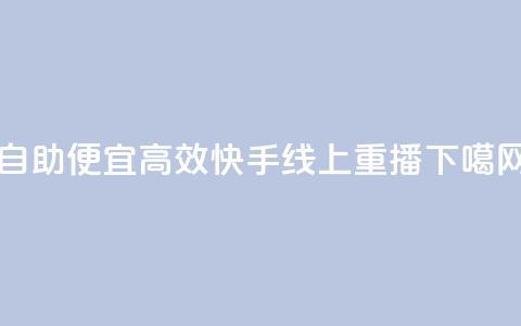 自助便宜高效，快手线上重播  第1张