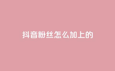 抖音粉丝怎么加上的 - 如何提升抖音粉丝量~  第1张