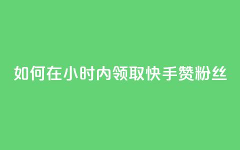 如何在24小时内领取快手赞粉丝? 第1张 如何在24小时内领取快手赞粉丝? 第1张