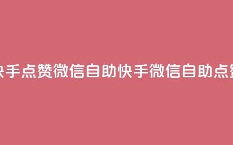 快手点赞微信自助(快手微信自助点赞)  第1张