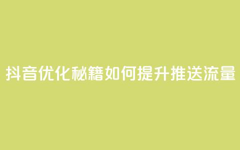 抖音优化秘籍:如何提升推送流量 第1张 抖音优化秘籍:如何提升推送流量 第1张