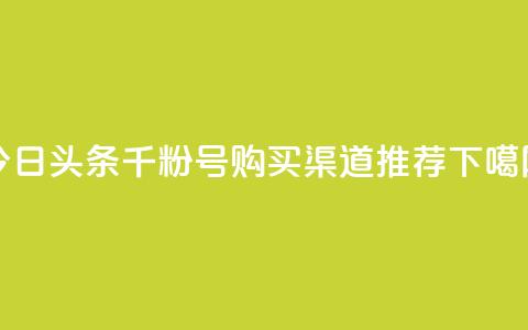 今日头条千粉号购买渠道推荐  第1张
