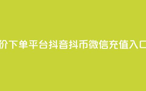 24小时低价下单平台抖音 - 抖币微信充值入口  第1张