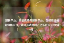 涨粉平台，微信视频号涨粉平台，引领潮流的新媒体平台，如何有效涨粉？亿乐社区SUP货源站
