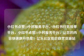 小红书点赞24小时服务平台，小红书任务接单平台，小红书点赞24小时服务平台，让您的内容快速飙升热度！亿乐社区低价自营货源站