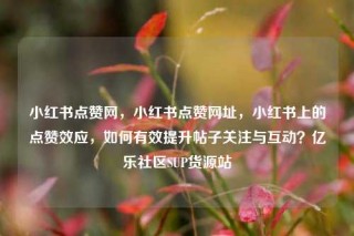 小红书点赞网，小红书点赞网址，小红书上的点赞效应，如何有效提升帖子关注与互动？亿乐社区SUP货源站