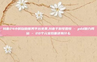 抖音24小时自助服务平台免费,抖音千粉号回收 - pdd助力网站 - 20个元宝后面还有什么