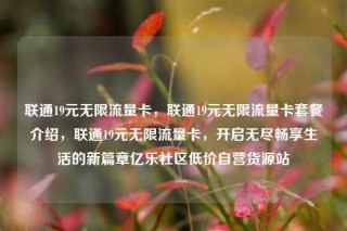 联通19元无限流量卡，联通19元无限流量卡套餐介绍，联通19元无限流量卡，开启无尽畅享生活的新篇章亿乐社区低价自营货源站