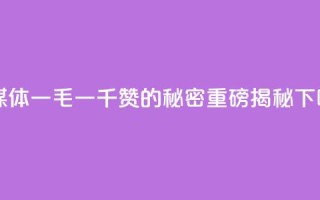 ks自媒体：一毛一千赞的秘密【重磅揭秘】