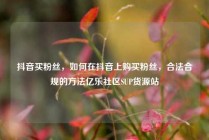 抖音买粉丝，如何在抖音上购买粉丝，合法合规的方法亿乐社区SUP货源站