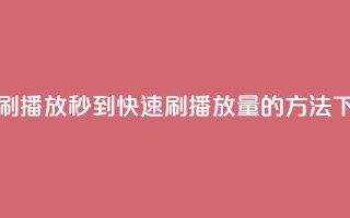 快手刷播放秒到——快速刷播放量的方法