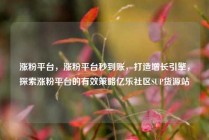 涨粉平台，涨粉平台秒到账，打造增长引擎，探索涨粉平台的有效策略亿乐社区SUP货源站