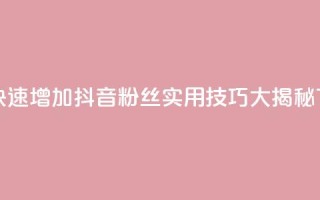 如何快速增加抖音粉丝：实用技巧大揭秘