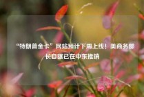 “特朗普金卡”网站预计下周上线！美商务部长自曝已在中东推销