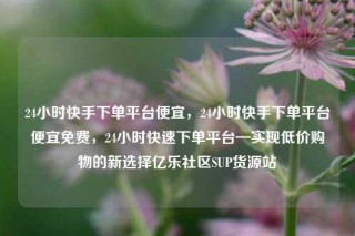 24小时快手下单平台便宜，24小时快手下单平台便宜免费，24小时快速下单平台—实现低价购物的新选择亿乐社区SUP货源站