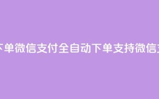 ks全天自助下单微信支付(ks全自动下单支持微信支付)