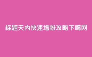 标题：10天内快速增粉  SEO攻略