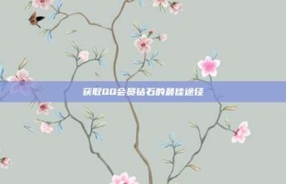 获取QQ会员钻石的最佳途径