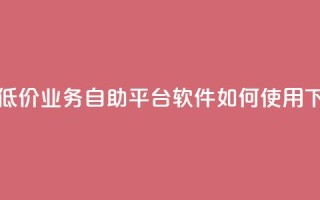 快手低价业务自助平台软件如何使用