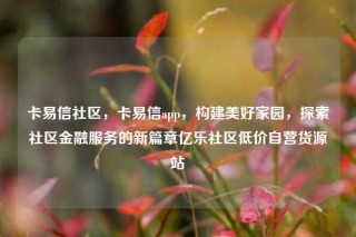 卡易信社区，卡易信app，构建美好家园，探索社区金融服务的新篇章亿乐社区低价自营货源站