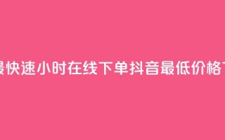 全网最快速24小时在线下单抖音最低价格