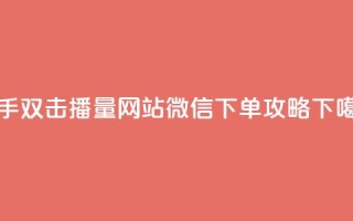 快手双击播量网站微信下单攻略