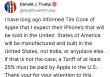 特朗普对苹果公司发出关税威胁：美国iPhone如非美国造，征税至少25%！