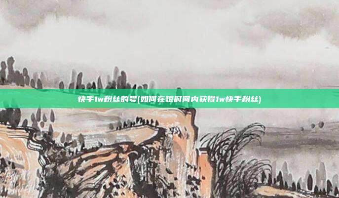 快手1w粉丝的号(如何在短时间内获得1w快手粉丝)  第1张