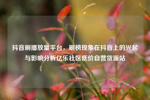 抖音刷播放量平台	，刷榜现象在抖音上的兴起与影响分析亿乐社区低价自营货源站  第1张